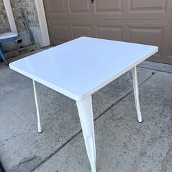 Strong And Sturdy White Enamel Metal Table Heavy