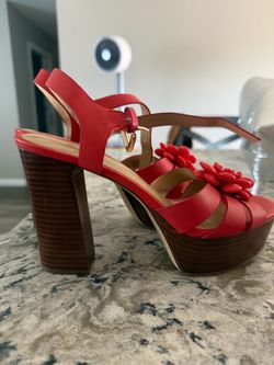 Orande Platform Heeled Sandals with Flower Detail