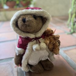 Vtg Christmas Teddy Bear Plush Stuffed Animal Red Robe Cloak Commonwealth