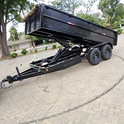 2026 NEW DUMP TRAILER 14X8X2 HEAVY DUTY 8 LUGS,SET RAMPS, LED LIGHTS, ROLLING TARP, SPARE TIRE, D RINGS FLOOR,ADJUSTABLE COUPLE, TITLE IN HAND FOR ANY