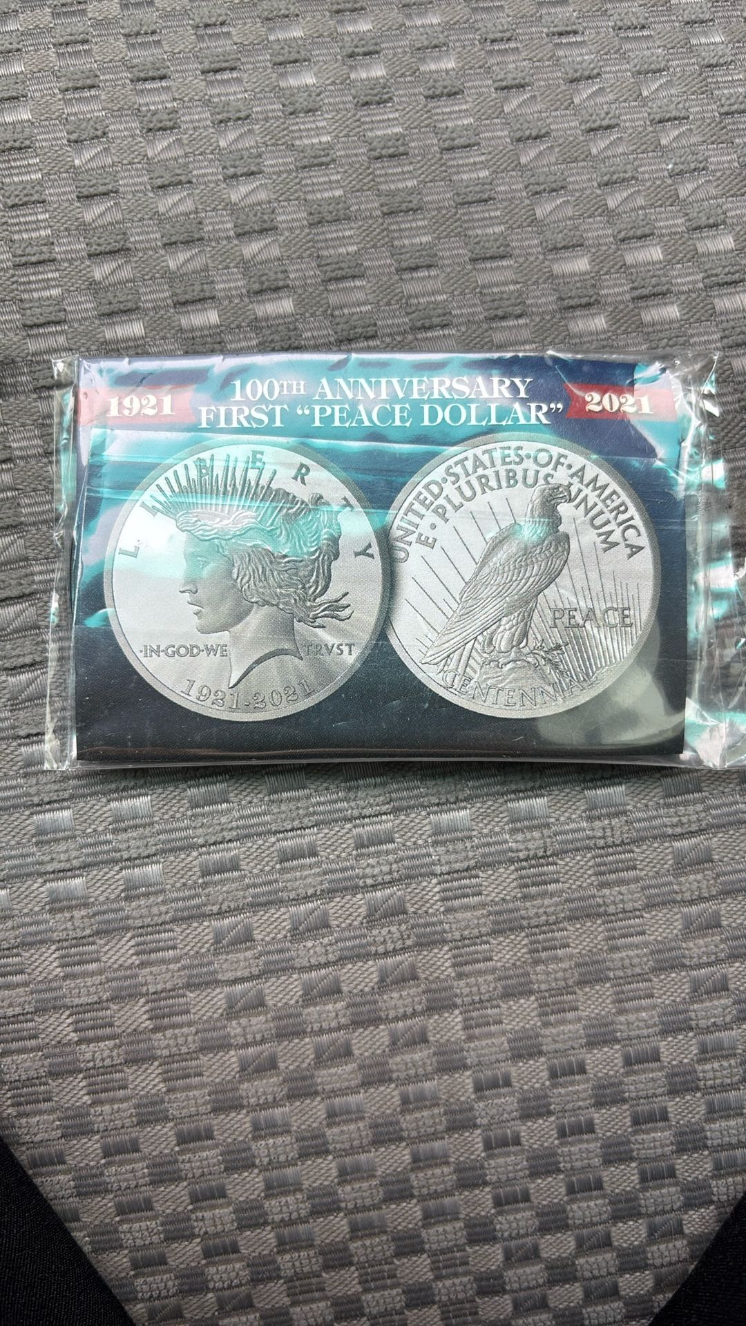 100th Anniversary of The First Peace Silver Dollar 1 OZ 39mm Tribute Coin Medallion Double Dated with Certificate