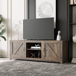 Farmhouse style TV Stand wood entertainment center with storages - media console design 