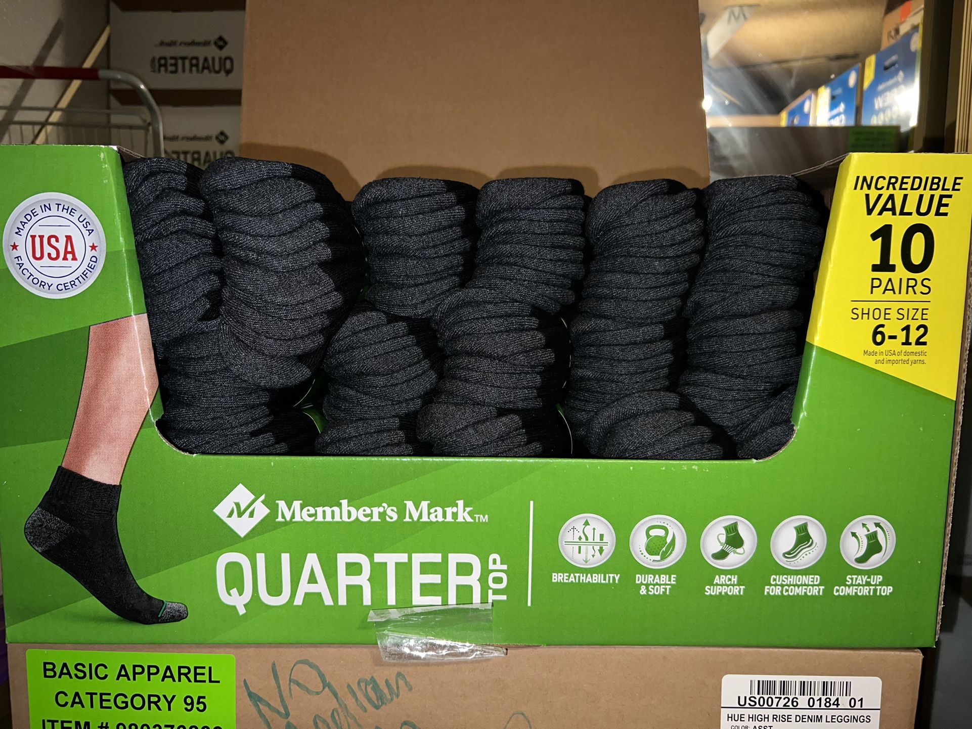 Member’s Mark Quarters Socks Black Or White 15 Packs Of 10 Pairs So 150 Pairs Of Socks for $150.00
