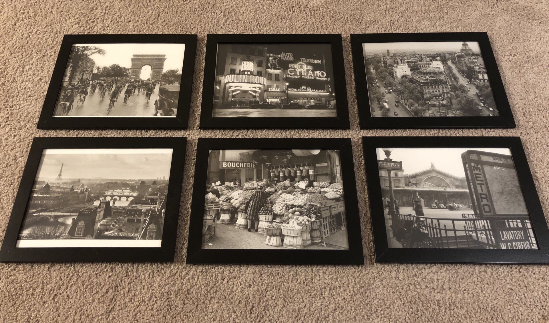 Home Decor- framed set of Paris black and white prints