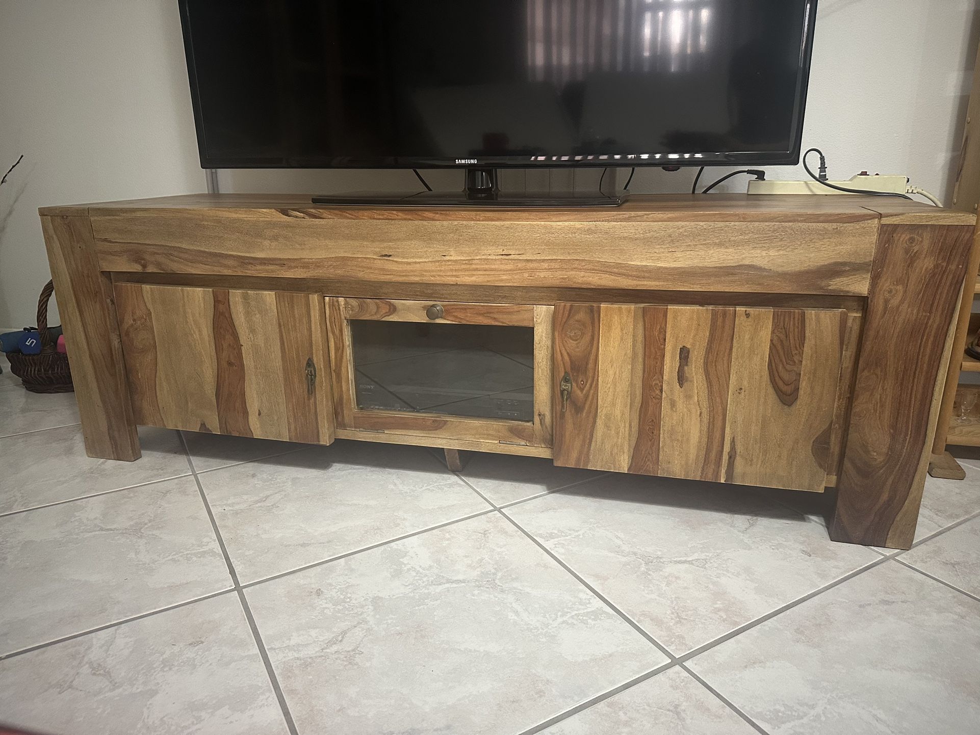 Solid Wood TV Console / Media Stand – Excellent Condition