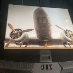 Fighter Jet Aviation Art Portrait Crystal Glass Wood Framed 22x30