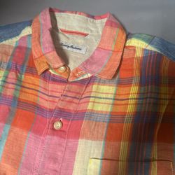 Tommy Bahama Vibrant Plaid Men's Shirt. Size Medium 