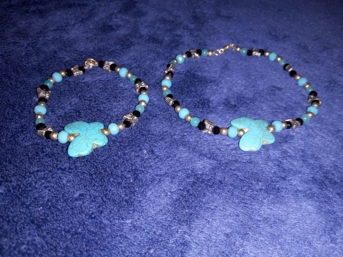 Turquoise Butterfly Bracelet And Anklet 