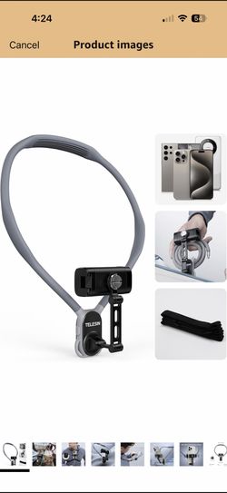 TELESIN° Neck Phone Holder POV/Vlog Neck Mount for Phones with Phone Clip, Hands Free Phone Neck Holder w Chest Strap Neck Selfie Mount Video Recordin