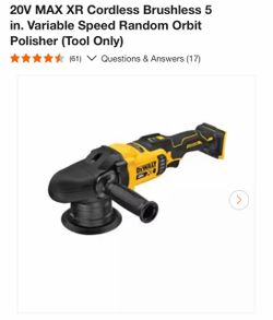 20V MAX XR Cordless Brushless 5 in. Variable Speed Random Orbit Polisher (Tool Only)
