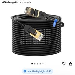 Cat 8 Ethernet Cable, 100FT High Speed Heavy Duty 26AWG Cat8 LAN Network Cable 40Gbps