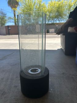Tabletop Bio-Ethanol Fire Pit – Modern Glass & Concrete Fireplace Lantern