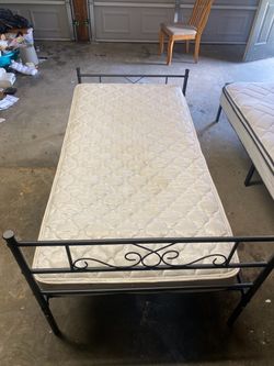 Twin Metal Bed Frame with Mattress