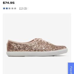 Kate Spade Keds Glitter Gold Shoes New