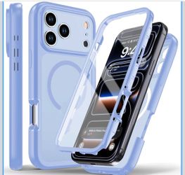 WRJ for iPhone 18 Pro Max&17 Pro Max Case+Screen Protector, Light Purple Fit for Magsafe Built-in Tempered Glass Full Camera Protection Shockproof Dro