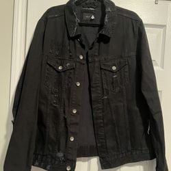 BDG Distressed Black Denim Jacket Size XL