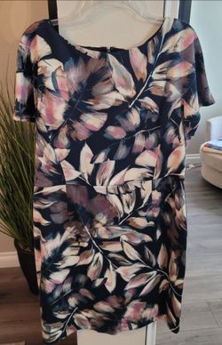 Floral Print Short Sleeve Shift Dress Size 16