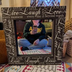 Canvas Love Laugh Love Mirror Frame