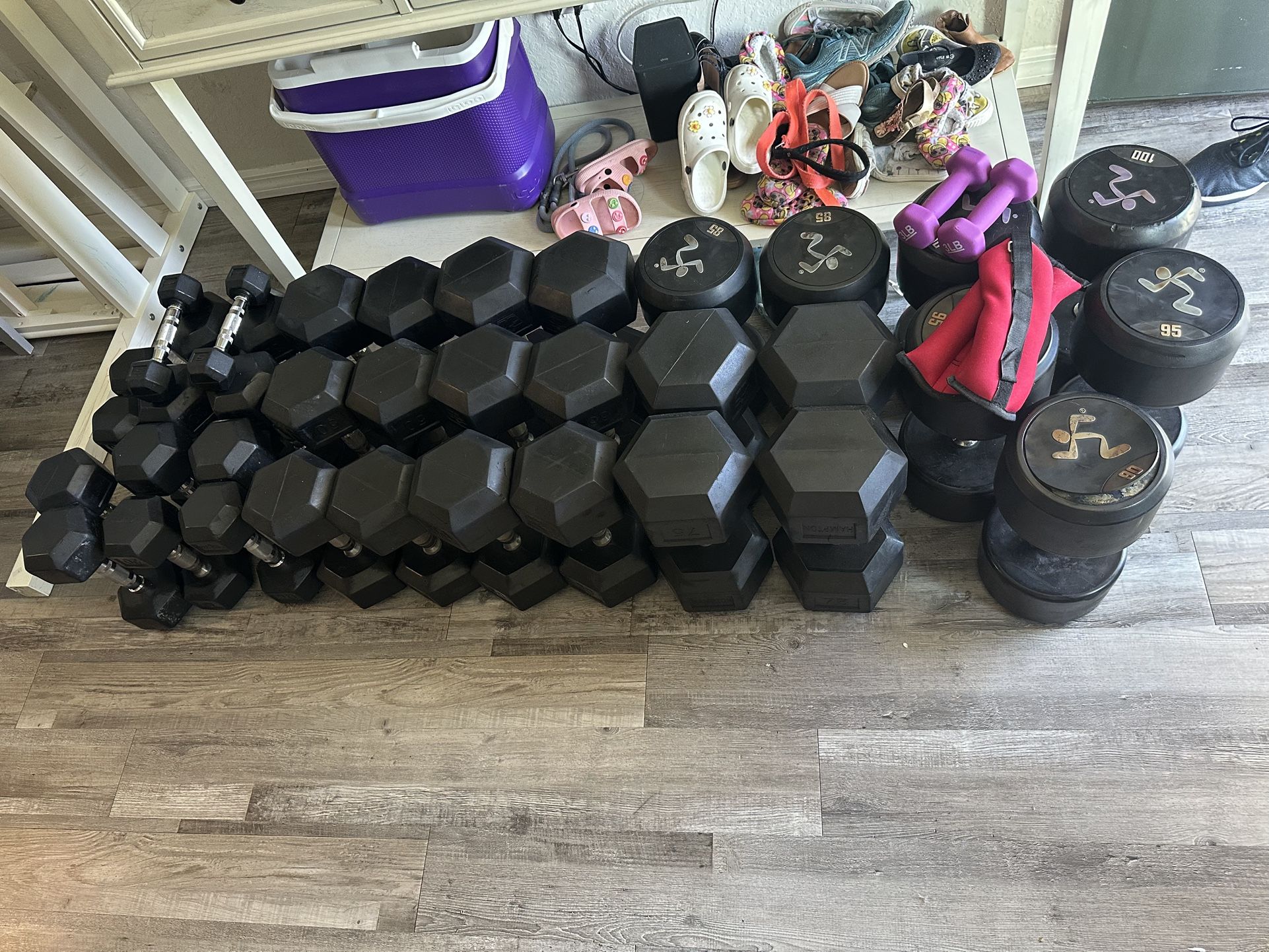 5-100 Hampton Rubber Commercial Dumbells