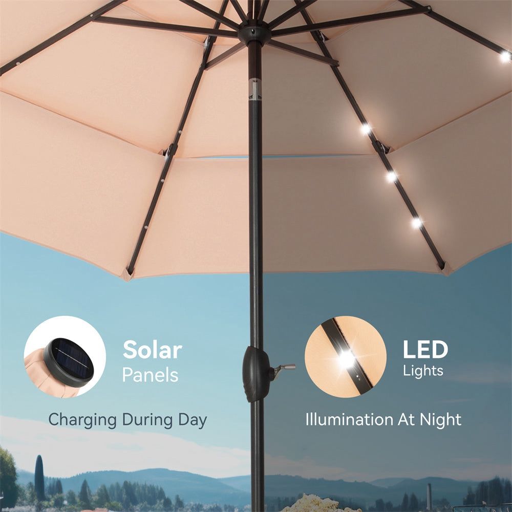 inground patio umbrella holder White Base | 165 Lbs Best Choice Products 7.5ft Solar Umbrella LED Lighted Patio Umbrella  Table Market Umbrella with Tilt and Crank  Outdoor Umbrella for Garden  Deck  Backyard  Pool and Beach - Fog Grey Fabric:Aruba Galtech 936 - 9 no matter the weather.