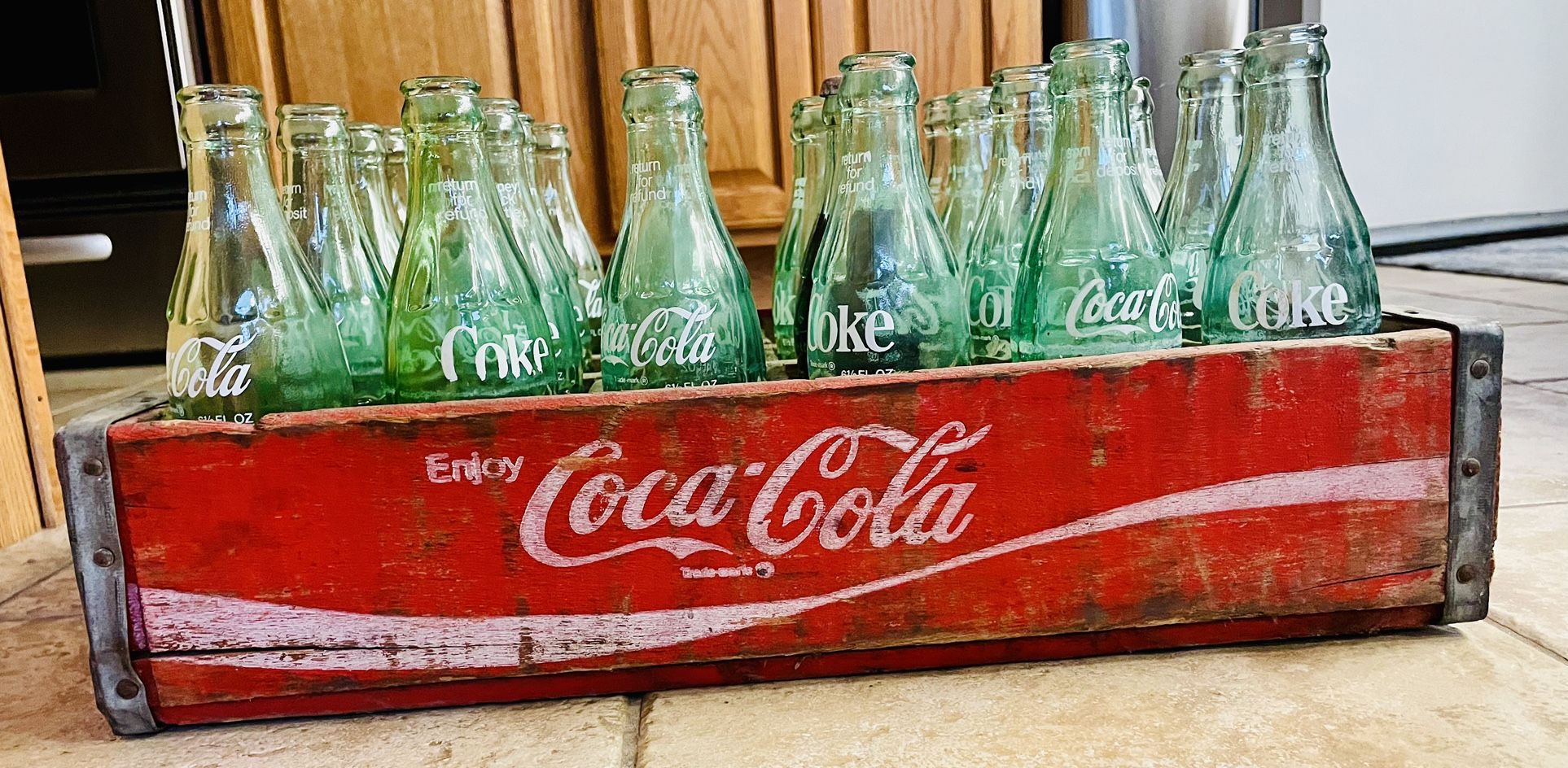 Vintage Coca Cola Crate And Bottles