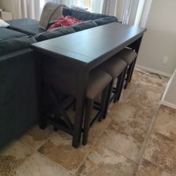 Console Tables With 3 Barstools And USB