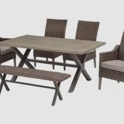 Hampton Bay Rock Cliff 6 PC Outdoor Patio Set 