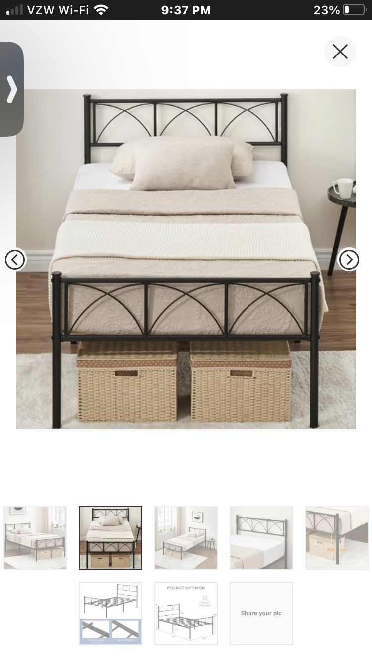 Twin Size Metal Bed Frame With Head And Footboard…Photo 1&6 Are For Reference Only