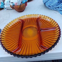 Vintage  Amber Relish Dish