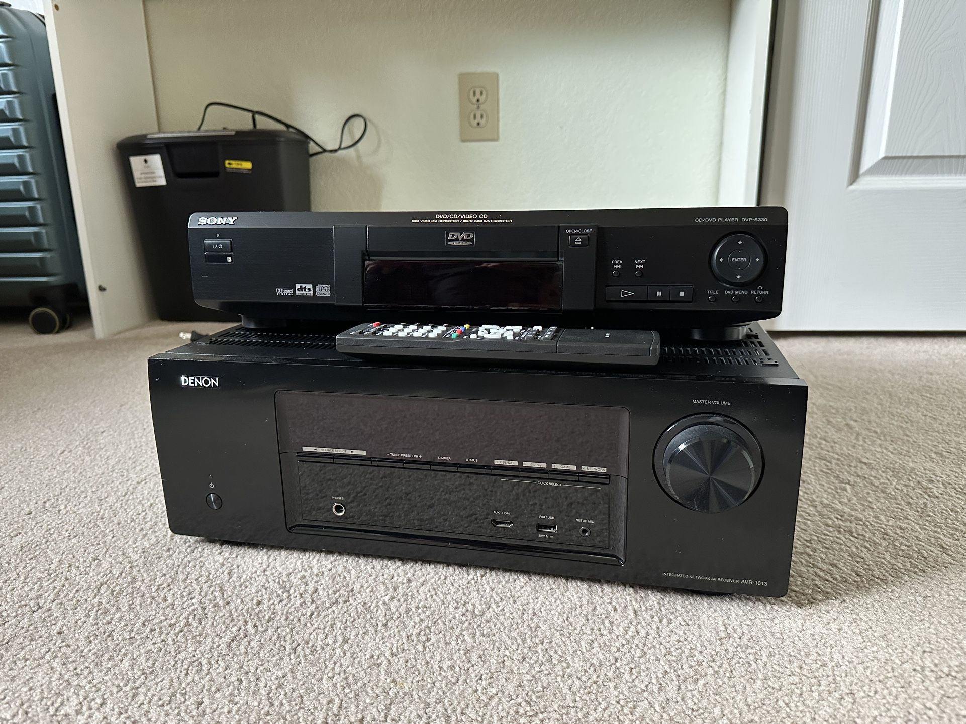 Denon AVR-1613 5.1 Surround Receiver , SONY SPEAKER SYSTEM, SONY DVD PLAYER 