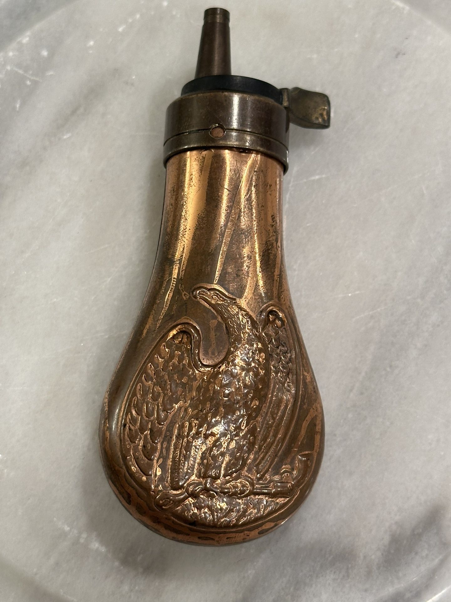 Vintage Italian Replica US Civil War Double-Sided Eagle Black Powder Flask