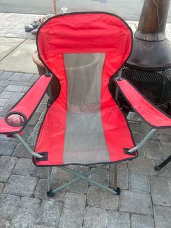 Red Folding Camping Chair with Cup Holder