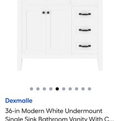 36” WHITE BATHROOM VANITY NEW IN BOX WITH TOP 