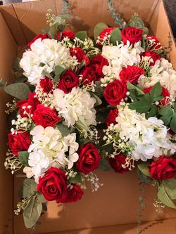 Artificial Red and White Floral Arrangement