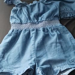 Size 4 Girks Jean Romper Super Cute 