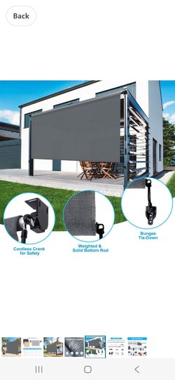 LOVE STORY Patio Shades Roll Up Outdoor Cordless Roller Shade 6'(W)*6'(H) for Patio Porch Gazebo Balcony Deck Backyard,Dark Grey 2 for $60