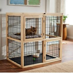 New 2 Story Wood Cat Play PEN 