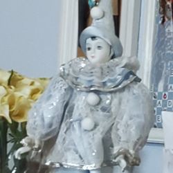 Harlequin Bisque Porcelain  Doll