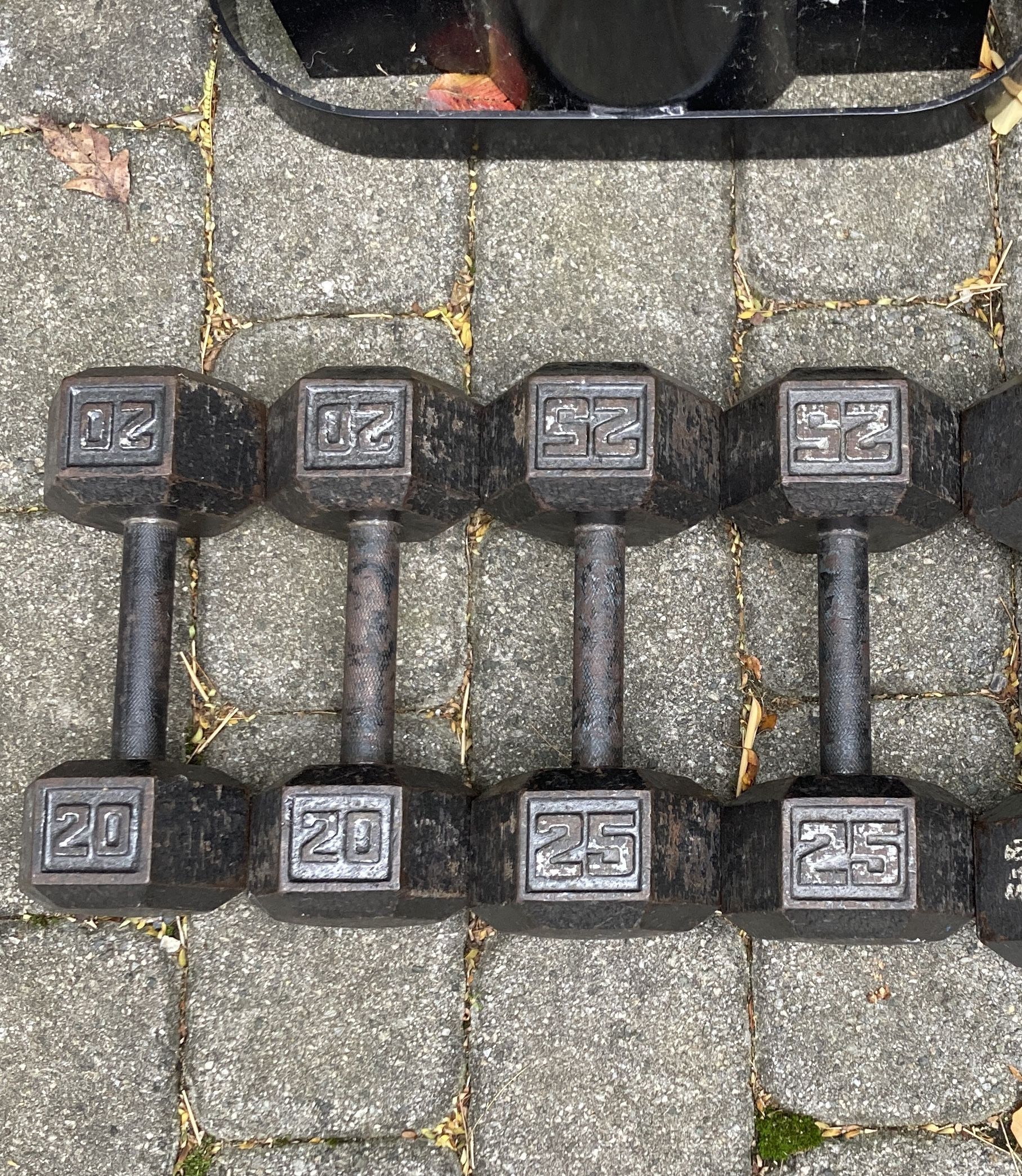 Set Of Steel Hex Dumbbells