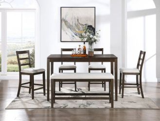 Classic Style, rich espresso finish 6 pc counter height  dining set 