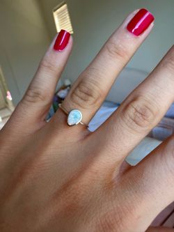 925 Sterling Silver Opal Teardrop Ring