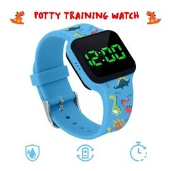 NEW! Potty Training Timer Watch,Flashing Lights,Music Tones,Water Resistant,Rechargeable, Dinosaur