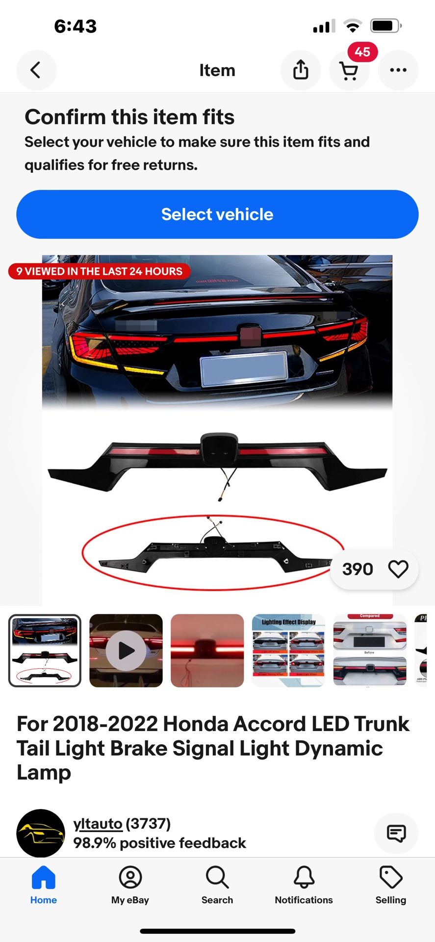 2018-2022 Honda Accord LED Trunk Tail Light Brake Signal Light Dynamic Lamp