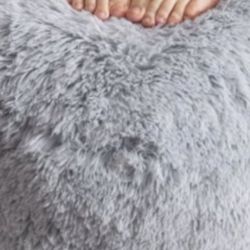 Round Pouf Ottoman,A Modern Foam Stuffed Poof Perfect to Rest Your Feet,20X15 Faux Fur Soft Poufs fo