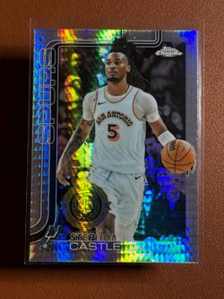 Stephon Castle RC 2025-26 Topps Chrome #228 X-Fractor NBA All Rookie Team Spurs