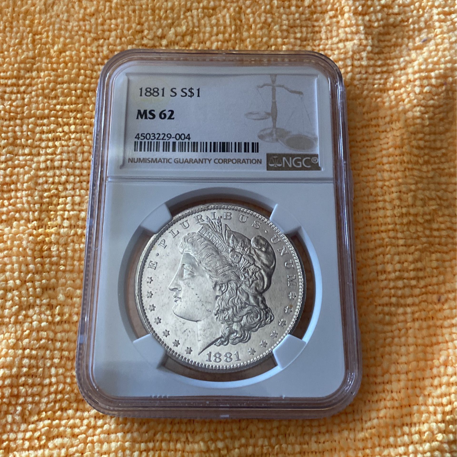 Morgan Silver Dollar  1881 S Hi luster graded by NCG