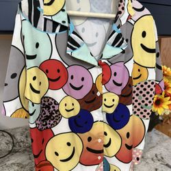 Topshop Smiley Face Print Shirt size M