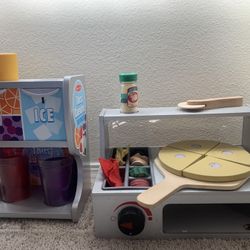 Melissa and Doug Wooden Pizza and Drinks dispenser set