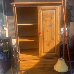 Wood Finished Closet And Cabinet One Piece 