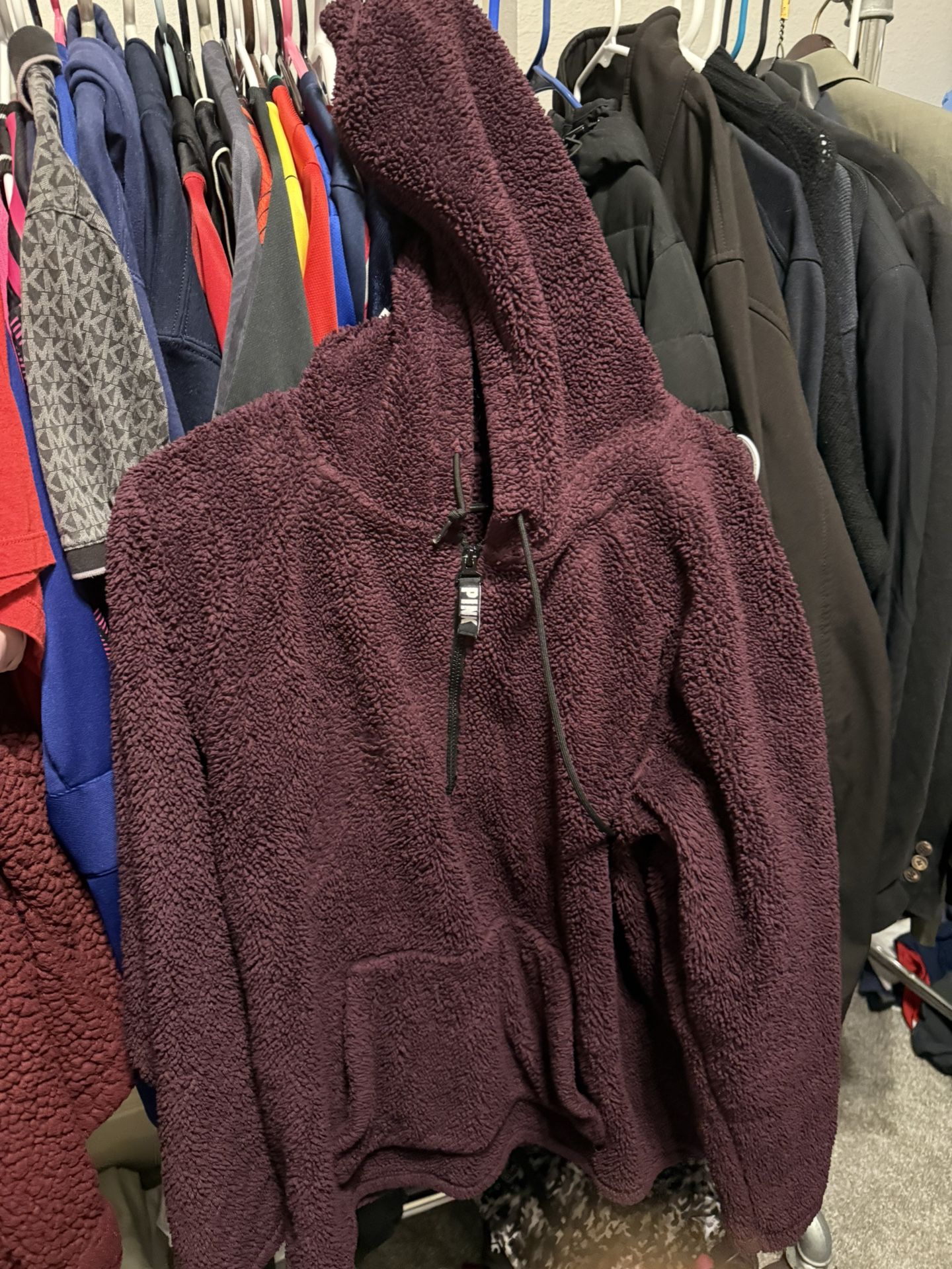 Pink teddy sherpa large Fleece Hoodie